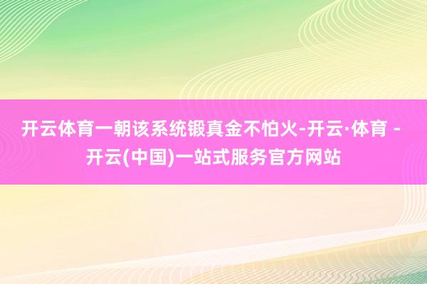 开云体育一朝该系统锻真金不怕火-开云·体育 - 开云(中国)一站式服务官方网站